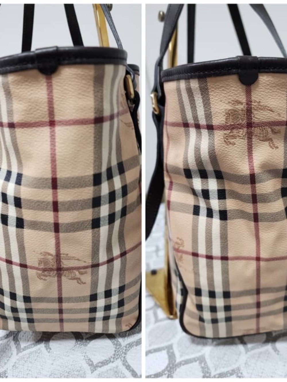 Authentic BURBERRY Haymarket Check Canterbury Tote Beige/Brown - Picture 8 of 10